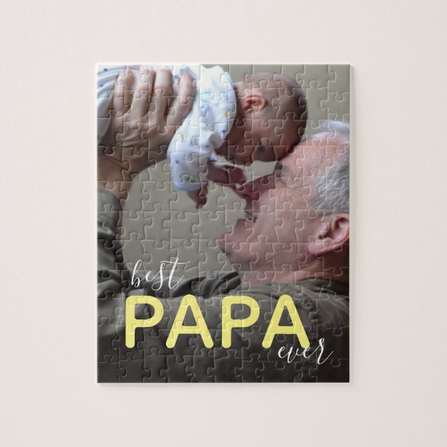 Puzzle Best Papa Ever Photo Script moderne grand-père & b (Vertical)