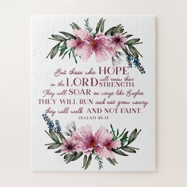 Puzzle Bible chrétienne Verse rose pâle Floral (Vertical)