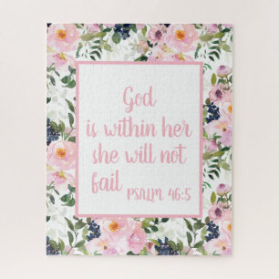 Puzzle Bible florale rose blanc Verset biblique chrétien 