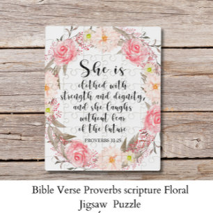 Puzzle Bible Verse Proverbes Écriture Floral