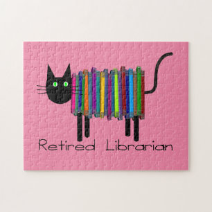 Puzzle Bibliothécaire retraité livre chat