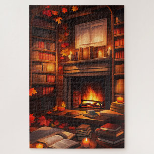 Puzzle Bibliothèque d'automne cosy