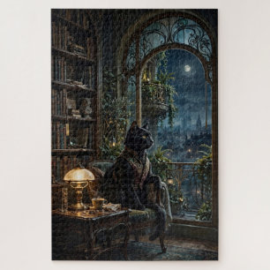 Puzzle Bibliothèque de minuit : Vue nocturne enchantée