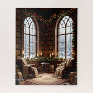 Puzzle Bibliothèque d'hiver confortable avec Garland et S