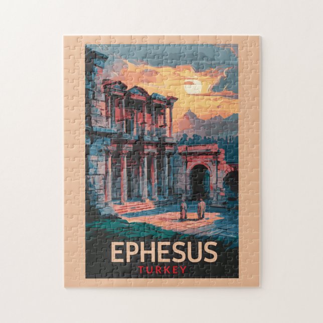 Puzzle Bibliothèque Ephesus de Celsus Travel Art Vintage (Vertical)