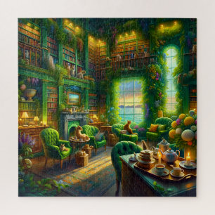 Puzzle Bibliothèque verte Thé pour chats Vue côtière