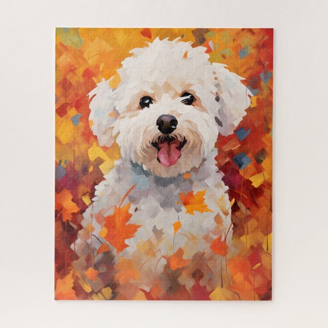 Puzzle Bichon Frise Automne Thanksgiving (Vertical)