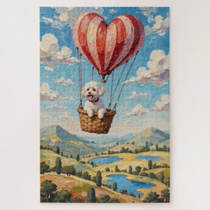Puzzle Bichon Frise Chien Saint-Valentin Cœur Ballon