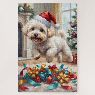 Puzzle Bichon Frise Fluffy Chien Joyeux Noël