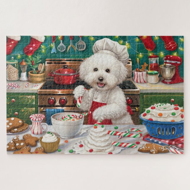 Puzzle Bichon Frise Gîtes : Festif Noël (Horizontal)