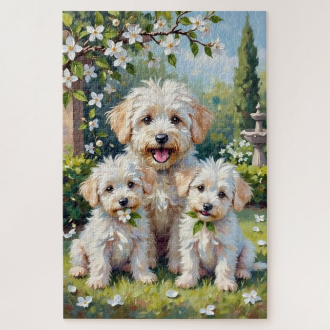 Puzzle Bichon Frise Jasmine Garden Art (Vertical)