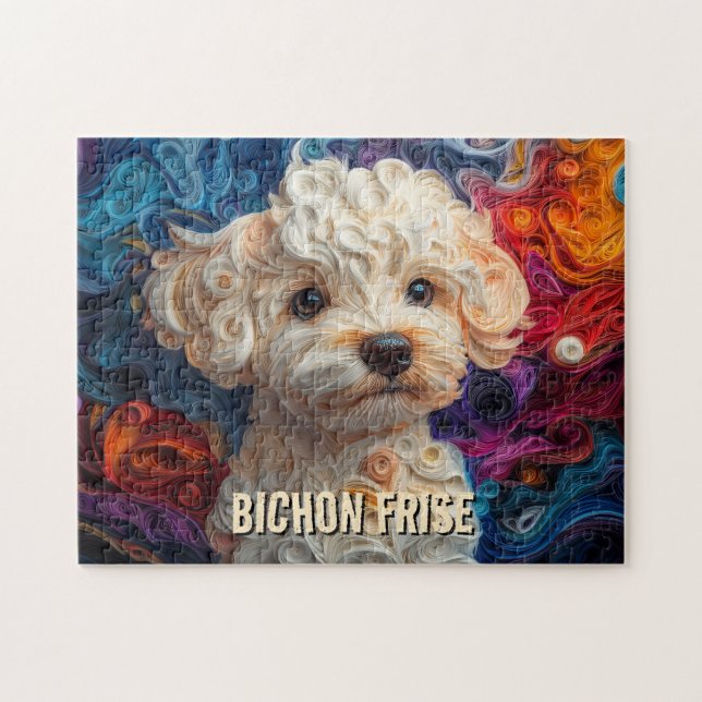 Puzzle Bichon Frise Papier Quitter Art Chien Portrait (Horizontal)