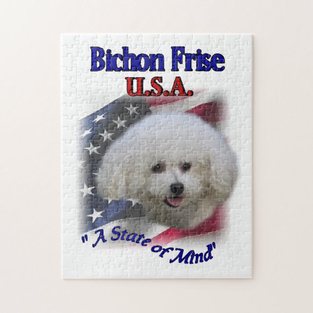 Puzzle Bichon Frise Patriotique (Vertical)