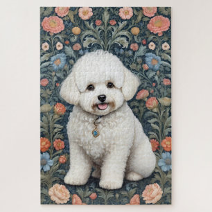 Puzzle Bichon Frisé William Morris Inspiré Floral