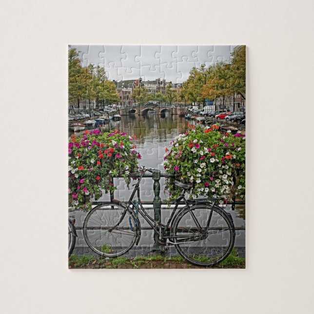 Puzzle Bicyclettes et canaux à Amsterdam - 8x10 - PC 110 (Vertical)
