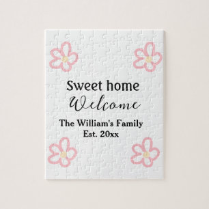 Puzzle Bienvenue douce maison ajouter nom de famille anné