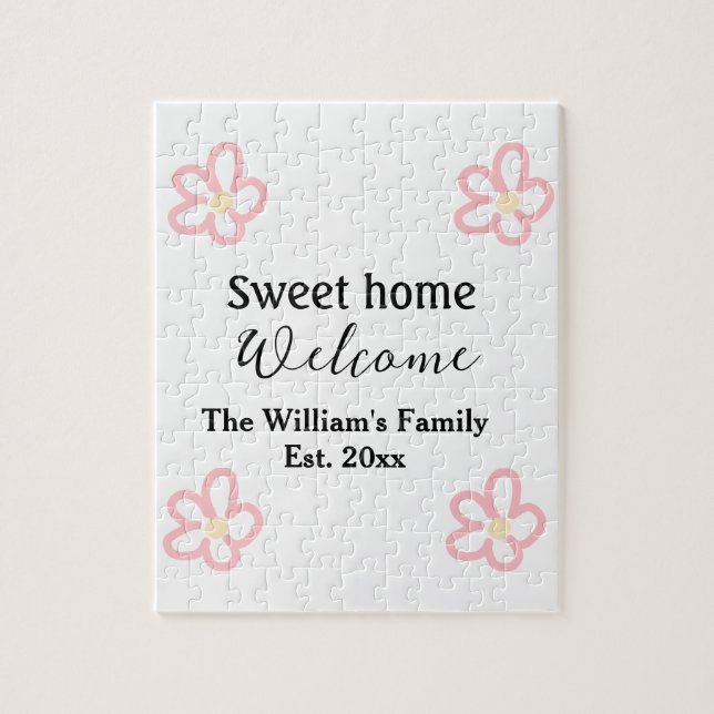 Puzzle Bienvenue douce maison ajouter nom de famille anné (Vertical)