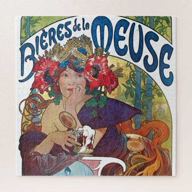 Puzzle Bière vintage Art Nouveau Alphonse Mucha Art (Vertical)