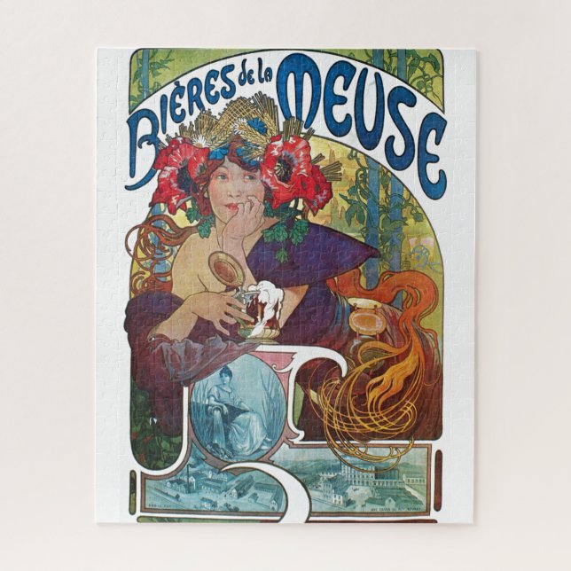 Puzzle Bière vintage Art Nouveau Alphonse Mucha Art (Vertical)