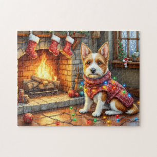 Puzzle Biewer Terrier Cheminée avec Lumières de Noël