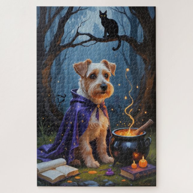 Puzzle Biewer Terrier Chien Whimsical Halloween Peinture (Vertical)