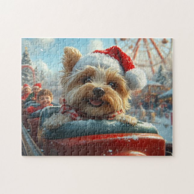 Puzzle Biewer Terrier Dog Roller Dessous de verre Noël (Horizontal)