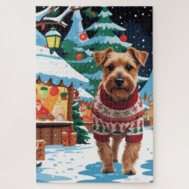 Puzzle Biewer Terrier Dogs Christmas Snow Holiday (Vertical)