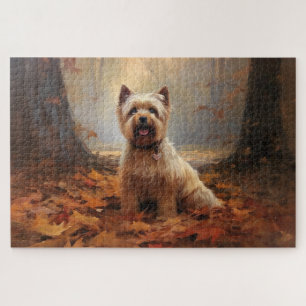 Puzzle Biewer Terrier en automne, les feuilles tombées in