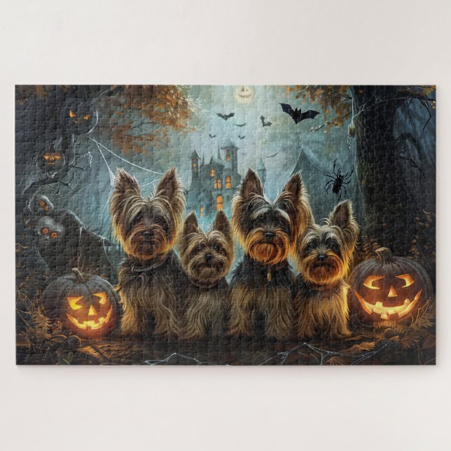 Puzzle Biewer Terrier Halloween Night Doggy Délice (Horizontal)