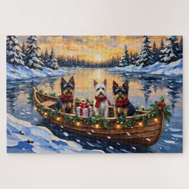 Puzzle Biewer Terrier Noël Bateau Fêtes (Horizontal)