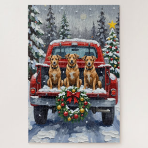 Puzzle Biewer Terrier Noël Camion Rouge Fêtes