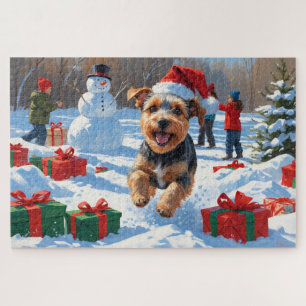 Puzzle Biewer Terrier Noël Festive Scène de neige