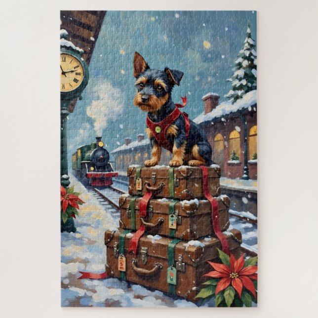 Puzzle Biewer Terrier Noël Vacances Voyage (Vertical)