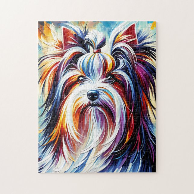 Puzzle Biewer Terrier Portrait de chien Acrylique Art Imp (Vertical)