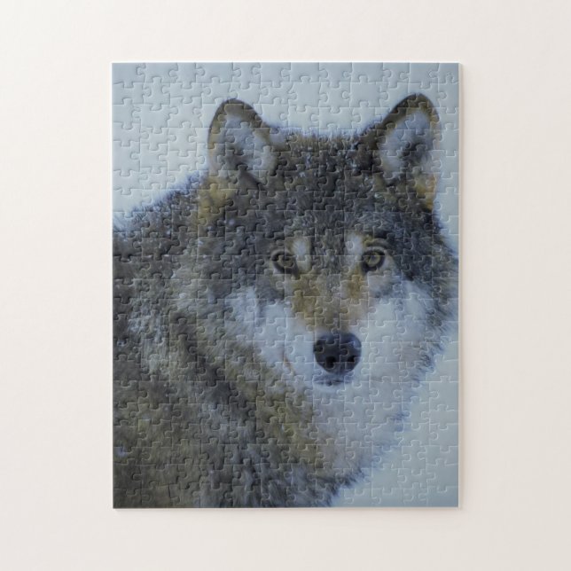 Puzzle Big Beautiful Grey Wolf in the wild  (Vertical)