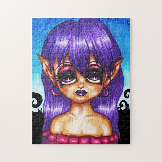 Puzzle Big Eye Gypsy Elf Girl originale Fantasy fairytale (Vertical)