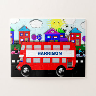 Puzzle Big Red Bus mignon Enfants personnalisés