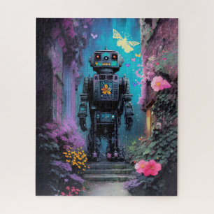 Puzzle Big Robot dans une nuit mystique de fleurs violett