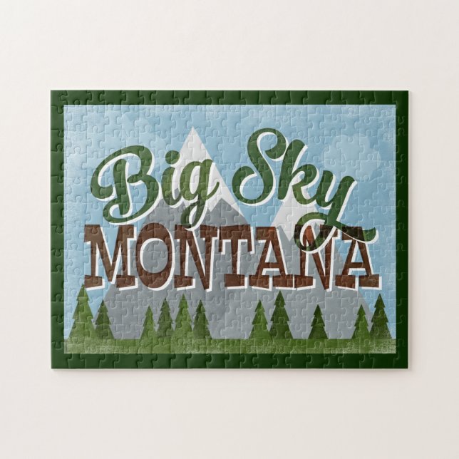 Puzzle Big Sky Montana Fun Retro Montagnes Neige (Horizontal)