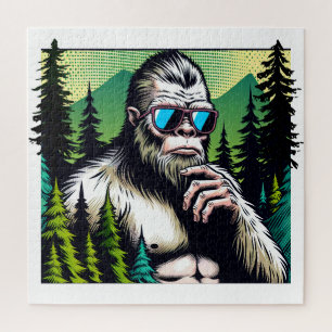 Puzzle Bigfoot Curieux avec des Lunettes de Soleil se Cac