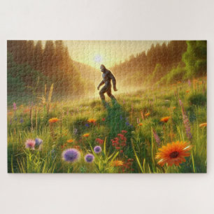 Puzzle Bigfoot en fleurs, Bigfoot dans un paysage de fleu