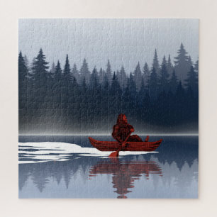 Puzzle Bigfoot Lake Canoe Forêt sauvage de pins