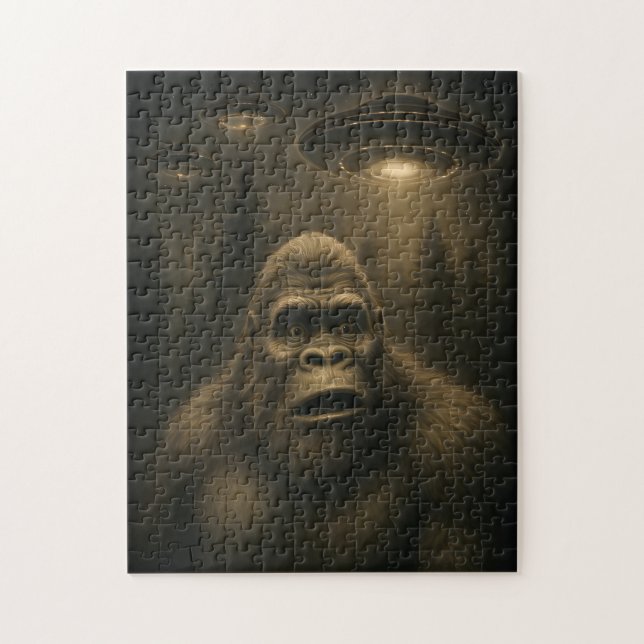 Puzzle Bigfoot Sasquatch Alien UFO Funny (Vertical)