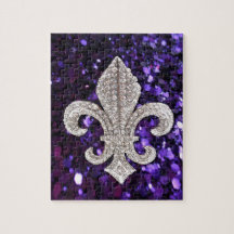 Bijou étincelant Fleur De Lis Sequins Violet