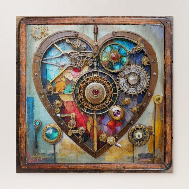 Puzzle Bijoux et cœur de vitrail Steampunk Series (Vertical)