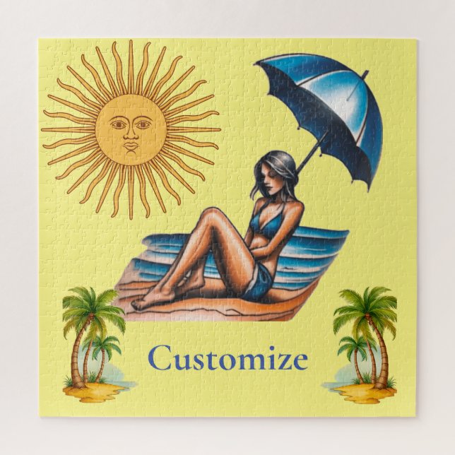 Puzzle Bikini Girl Beach Napping Thunder_Cove (Vertical)