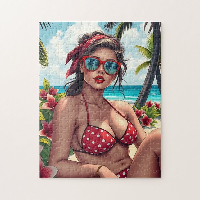 Puzzle Bikini rouge, lunettes de soleil et femme de Banda (Vertical)