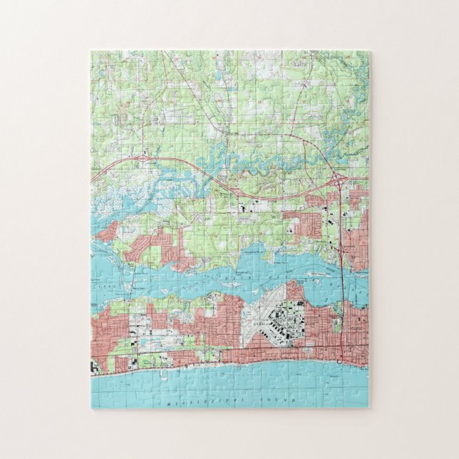 Puzzle Biloxi Mississippi Map (1992) (Vertical)