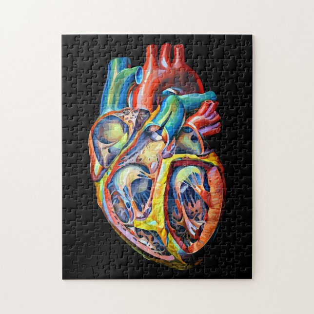 Puzzle biologie cardiaque humaine anatomie art abstrait (Vertical)
