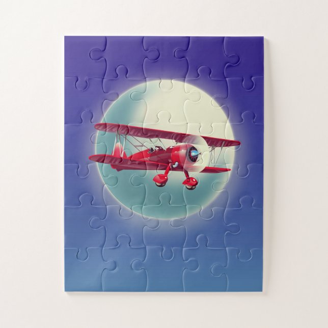 Puzzle Biplan rouge vintage (Vertical)